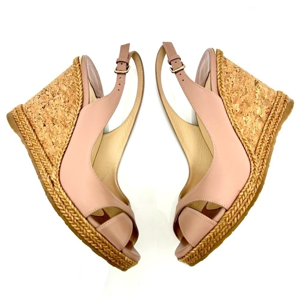 Jimmy Choo Ballet-pink leather Amely wedge heeled pumps, Size 38,5 - Picture 4 of 13